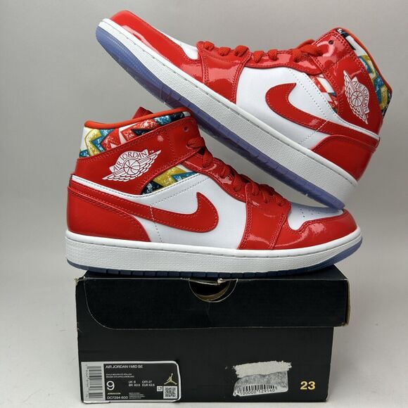 Nike Shoes Air Jordan 1 Mid Retro SE “Barcelona Sweater/Chile Red” 2023